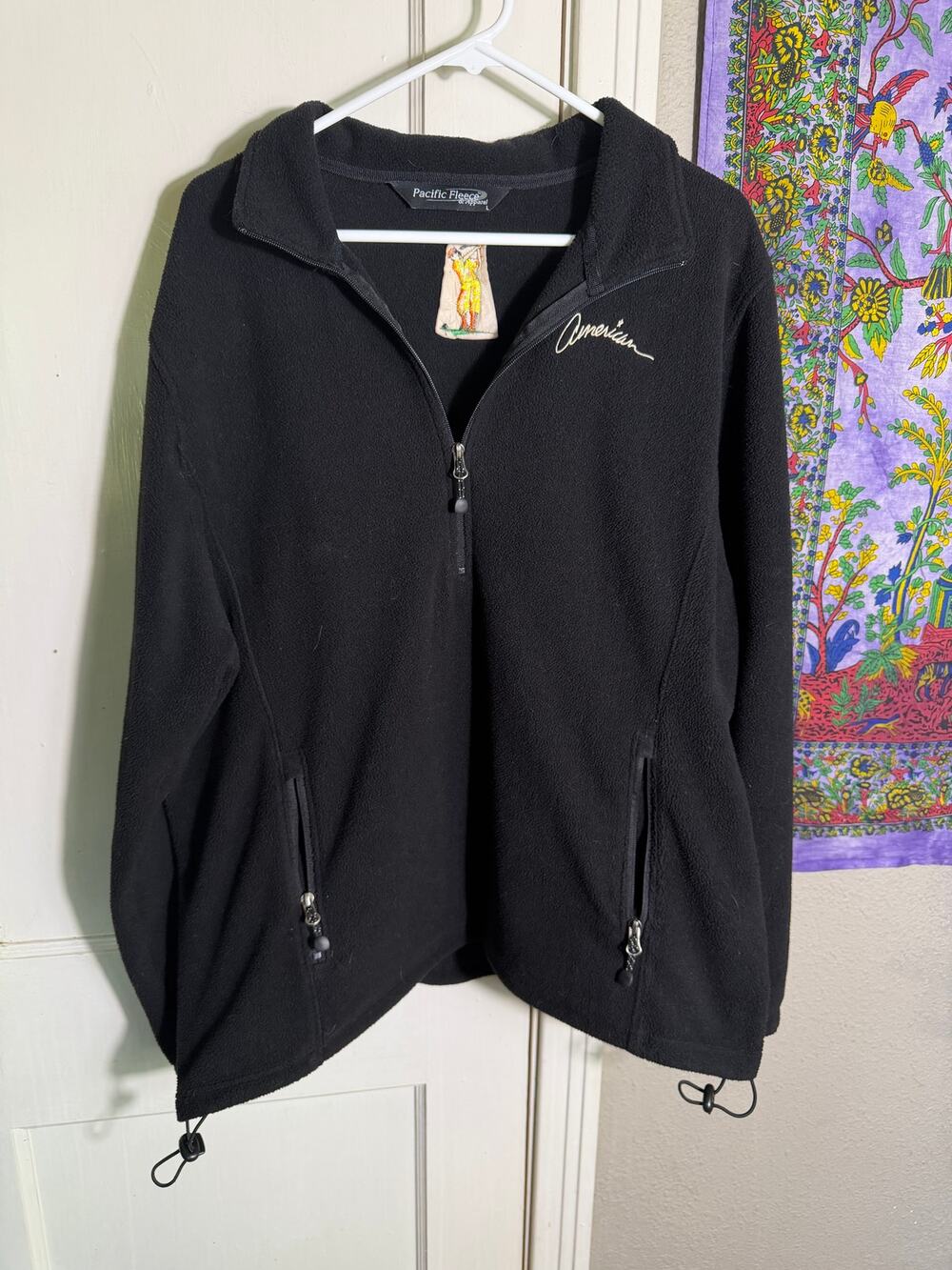 Pacific Fleece Black Golf Jacket American Embroidered Golfer Size L
